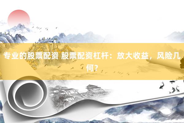 专业的股票配资 股票配资杠杆：放大收益，风险几何？