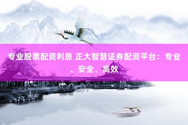 专业股票配资利息 正大智慧证券配资平台：专业、安全、高效