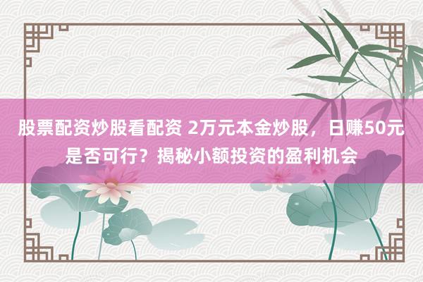 股票配资炒股看配资 2万元本金炒股，日赚50元是否可行？揭秘小额投资的盈利机会