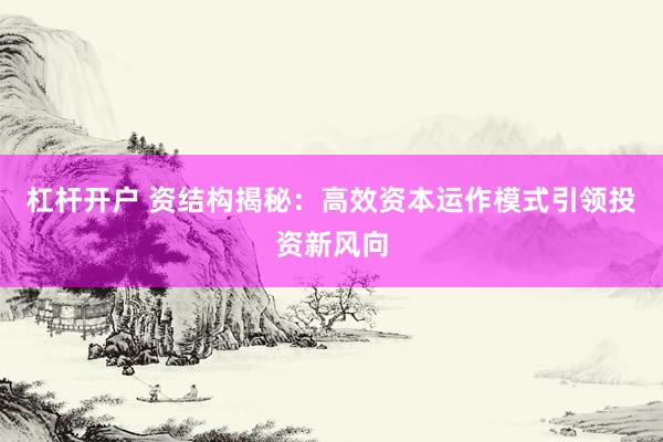 杠杆开户 资结构揭秘：高效资本运作模式引领投资新风向