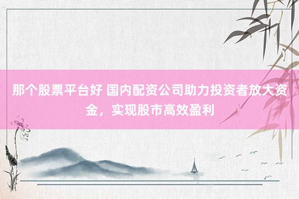 那个股票平台好 国内配资公司助力投资者放大资金，实现股市高效盈利