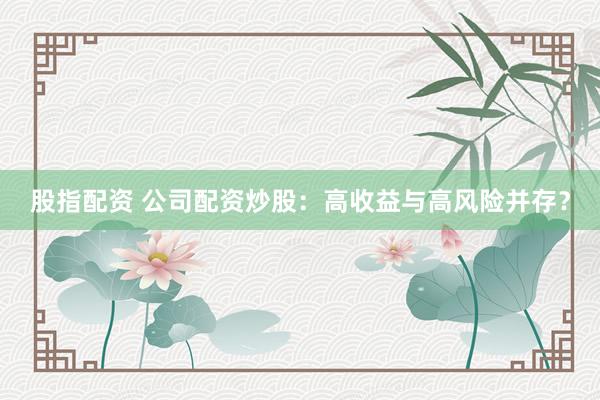 股指配资 公司配资炒股：高收益与高风险并存？