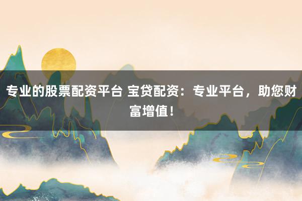 专业的股票配资平台 宝贷配资：专业平台，助您财富增值！