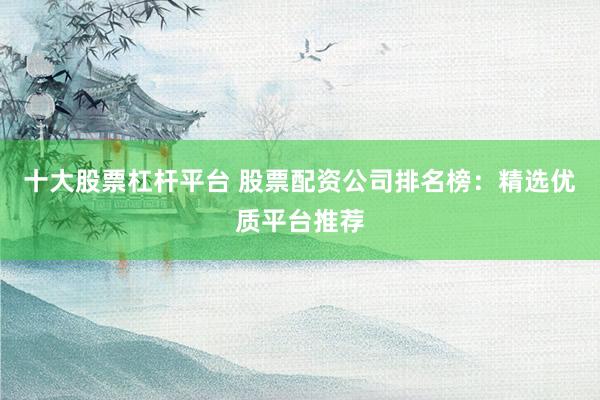 十大股票杠杆平台 股票配资公司排名榜：精选优质平台推荐
