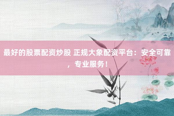 最好的股票配资炒股 正规大象配资平台：安全可靠，专业服务！