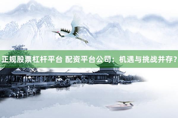 正规股票杠杆平台 配资平台公司:机遇与挑战并存?