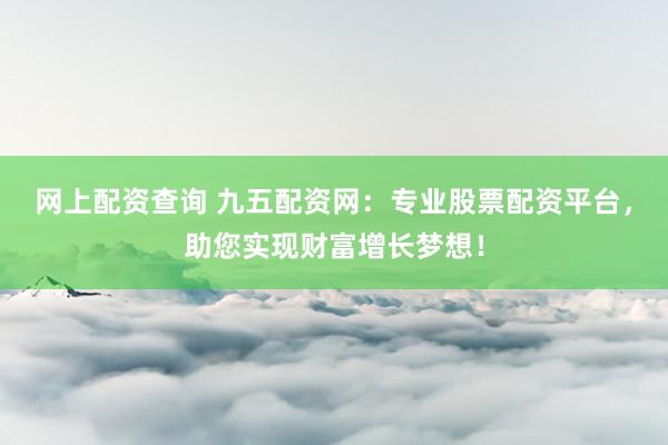 网上配资查询 九五配资网:专业股票配资平台,助您实现财富增长梦想!