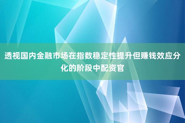透视国内金融市场在指数稳定性提升但赚钱效应分化的阶段中配资官