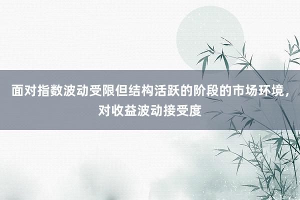 面对指数波动受限但结构活跃的阶段的市场环境，对收益波动接受度