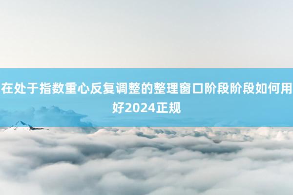 在处于指数重心反复调整的整理窗口阶段阶段如何用好2024正规