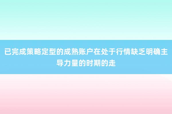 已完成策略定型的成熟账户在处于行情缺乏明确主导力量的时期的走