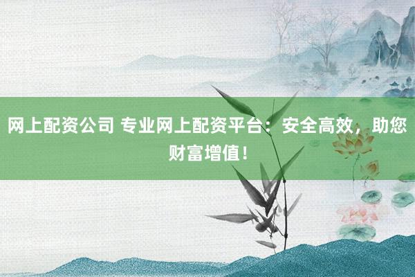 网上配资公司 专业网上配资平台：安全高效，助您财富增值！