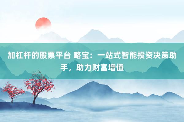 加杠杆的股票平台 略宝：一站式智能投资决策助手，助力财富增值