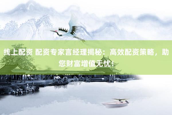 线上配资 配资专家言经理揭秘:高效配资策略,助您财富增值无忧!